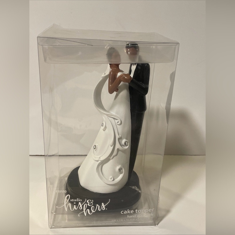 African American Bride & Groom  Wedding Cake Topper 7” Resin New